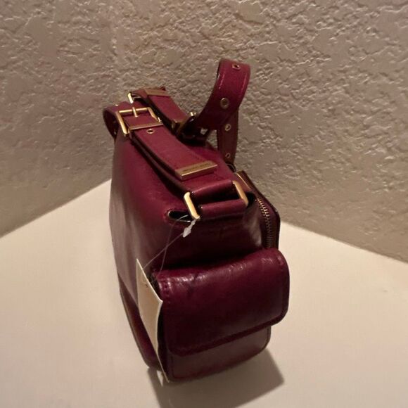 Michael Kors Dakota Multi Pocket Shoulder Bag Mulberry Leather Buckle Strap NWT - Picture 4 of 15